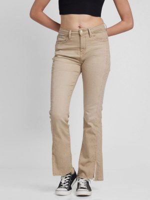 Spykar Women Boot-Leg High Rise Beige Jeans