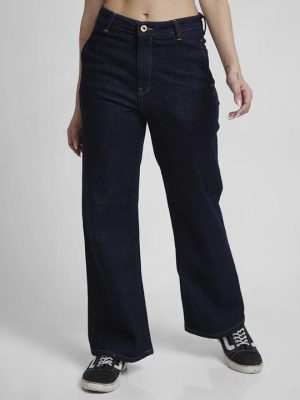 Spykar Women Boot-Leg High Rise Dark Blue Jeans