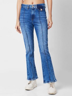 Spykar Women Boot-Leg Mid Rise Blue Jeans