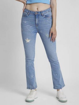Spykar Women Boot-Leg Mid Rise Blue Jeans