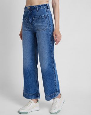 Spykar Women Boot-Leg Mid Rise Dark Blue Jeans