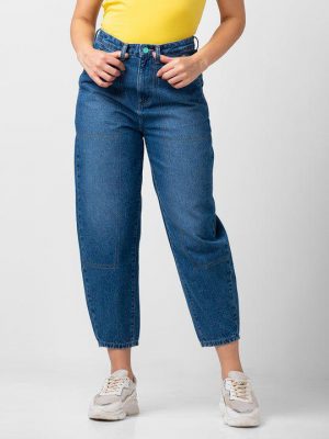 Spykar Women Boyfriend High Rise Blue Jeans