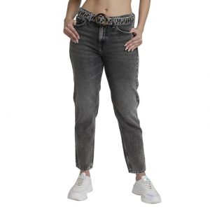 Spykar Women Charcoal Grey Cotton Mom Fit Ankle Length Clean Look Jeans -(Amora)