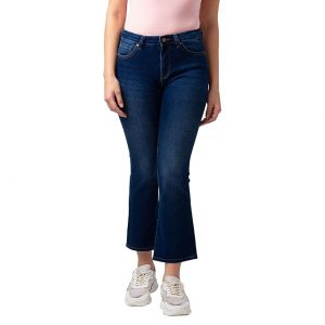 Spykar Women Dark Blue Lycra Bootcut Fit Ankle Length Jeans (Elissa)