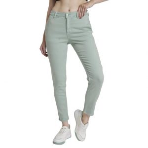 Spykar Women Fern Green Cotton Mom Fit Ankle Length Clean Look Jeans -(Amora)