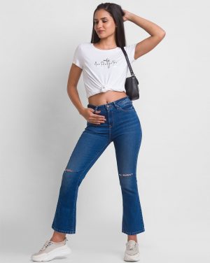 Spykar Women Flared High Rise Blue Jeans