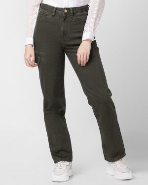 Spykar Women High Rise Green Jeans