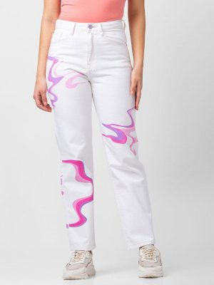 Spykar Women High Rise White, Pink, Purple Jeans