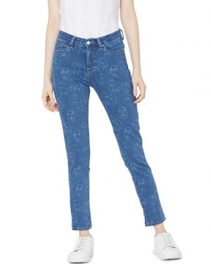 Spykar Women Lightly Washed Printed Skinny Fit Jeans
