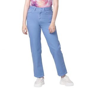 Spykar Women Pastel Blue Cotton Straight Fit Regular Length Jeans (Bella)