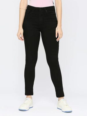 Spykar Women Skinny Mid Rise Black Jeans