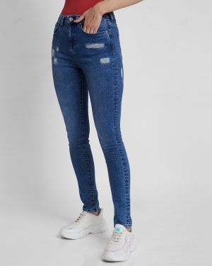 Spykar Women Skinny Mid Rise Dark Blue Jeans