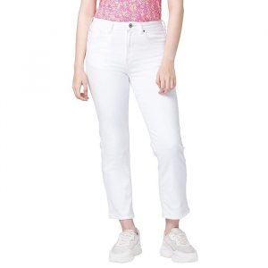 Spykar Women Slim Mid Rise White Jeans