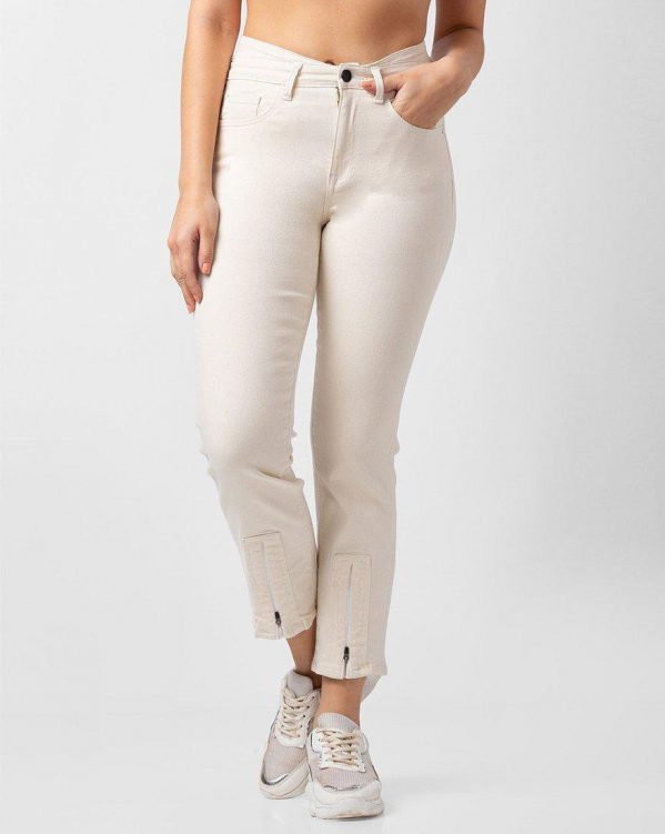Spykar Women Slim Mid Rise White Jeans
