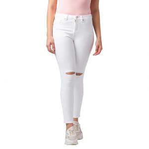 Spykar Women White Lycra Super Skinny Fit Ankle Length Jeans (Alexa)