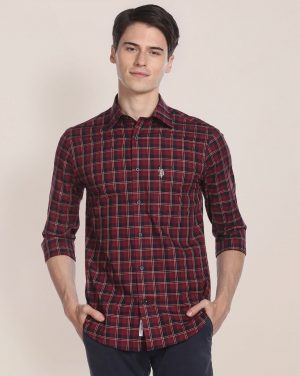 U.S. POLO ASSN. Checked Shirt with Spread Collar