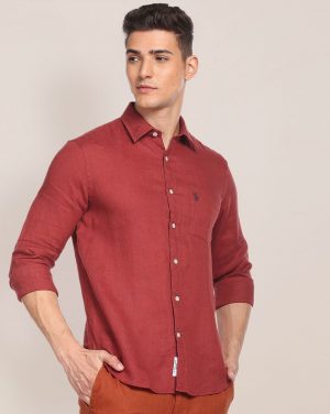 U.S. POLO ASSN.Linen Shirt with Patch Pocket