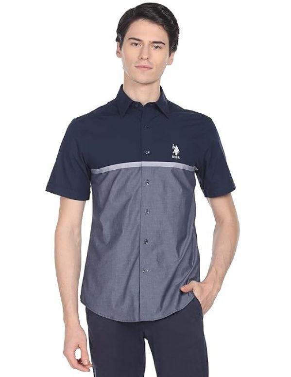 U.S. Polo Assn.Men Colourblocked Casual Cotton Shirt