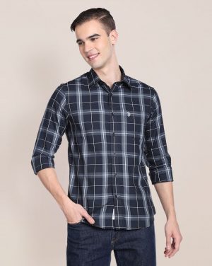 U.S. POLO ASSN. Men Regular Fit Checkered Spread Collar Casual Shirt