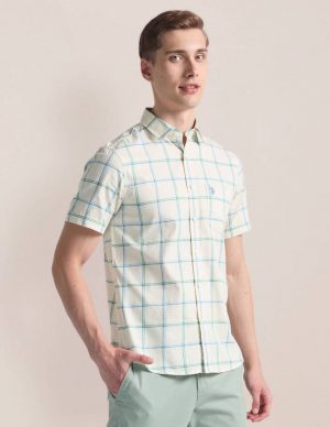 U.S. POLO ASSN. Men Regular Fit Checkered Spread Collar Casual Shirt