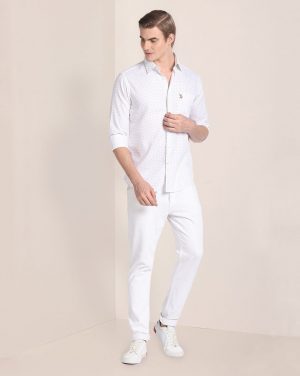 U.S. POLO ASSN. Men Regular Fit Printed Spread Collar Casual Shirt