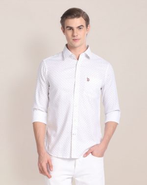 U.S. POLO ASSN. Men Regular Fit Printed Spread Collar Casual Shirt
