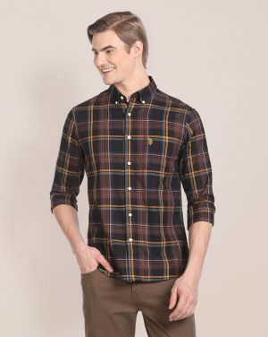 U.S. POLO ASSN. Men Tartan Checked Regular Fit Cotton Shirt