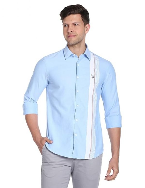 U.S. POLO ASSN. Men Vertical Stripe Premium Cotton Regular Fit Casual Shirt