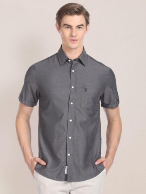 U.S. Polo Assn. Spread Collar Pure Cotton Casual Shirt