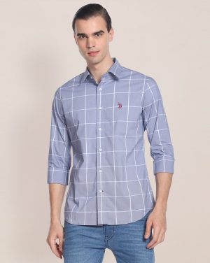 U.S. Polo Assn.Windowpane Checks Checked Cotton Casual Shirt