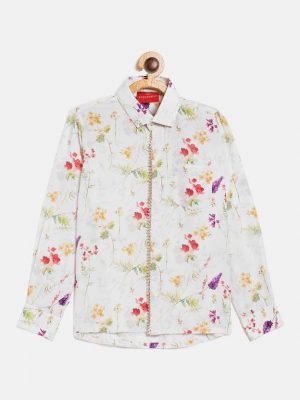 Vastramay Boys Regular Fit Floral Print Spread Collar Casual Shirt