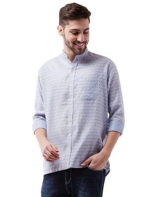 Vastramay Men Regular Fit Printed Cut Away Collar Casual Shirt