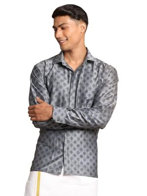 Vastramay Men Regular Fit Printed Cut Away Collar Festive Shirt