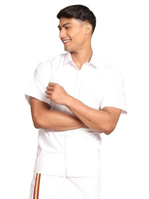 Vastramay Men Regular Fit Solid Cut Away Collar Casual Shirt