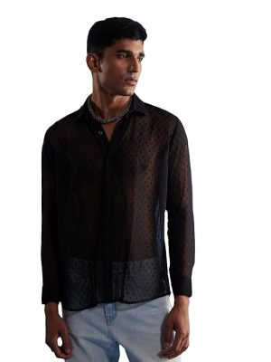Vastramay Men's Georgette Ethnic Regular Fit Shirt