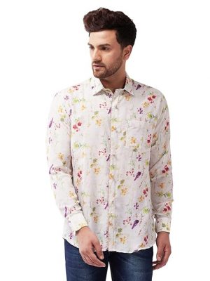 Vastramay Men's Regular Fit Muslin Blend Ethnic Shirt