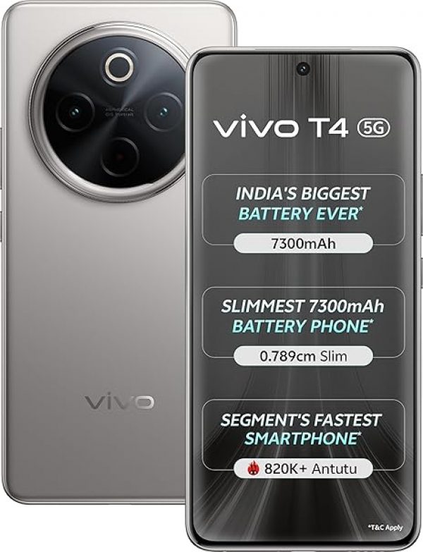 VIVO T4 5G (Phantom Grey, 12GB RAM+256GB Storage)