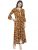 Indibelle Women Camel Brown & Off-White Printed A-Line Kurta