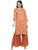 Indibelle Women Peach-Coloured & Rust Orange Booti Print Straight Kurta