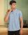 Kuons Avenue Men Smart Band Collar Solid Denim Slim Fit Casual Shirt