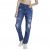 Spykar Women Mid Blue Cotton Straight Fit Regular Length Highly Distressed Jeans -(Bella)